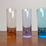 Coloured German shot glasses from the mid-century, 1960s, set of 6.