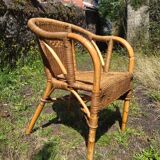 Adult chair wicker and bamboo