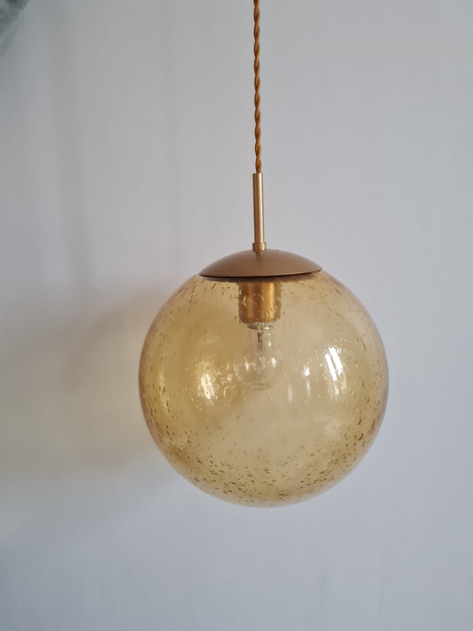 Suspension globe glass smokes amber bubble Peill & Putzler space age