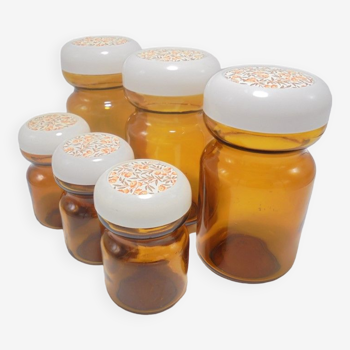 Vintage amber glass jars