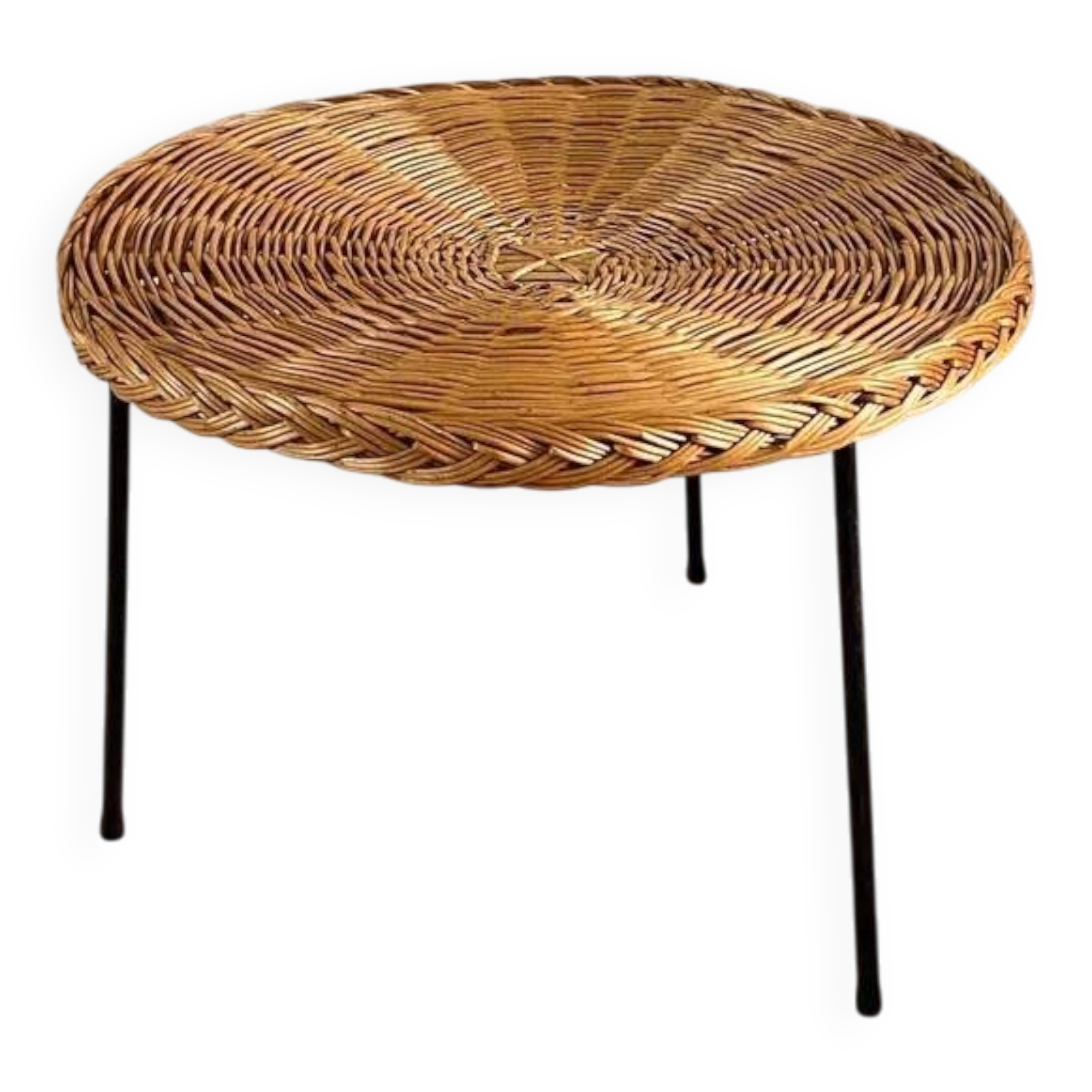 Rattan coffee table by Roberto Mango, Italy 1950s