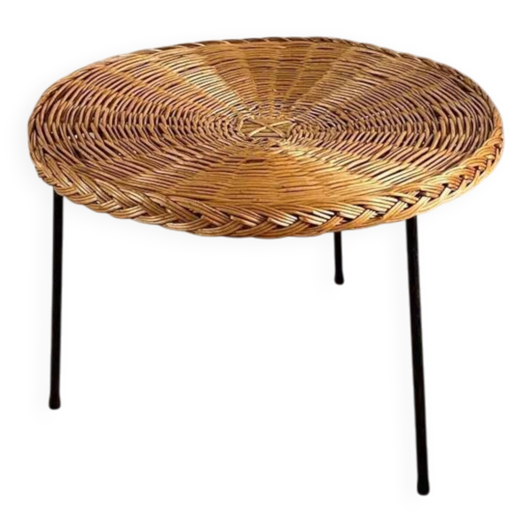 Table basse en rotin par Roberto Mango, Italie 1950s