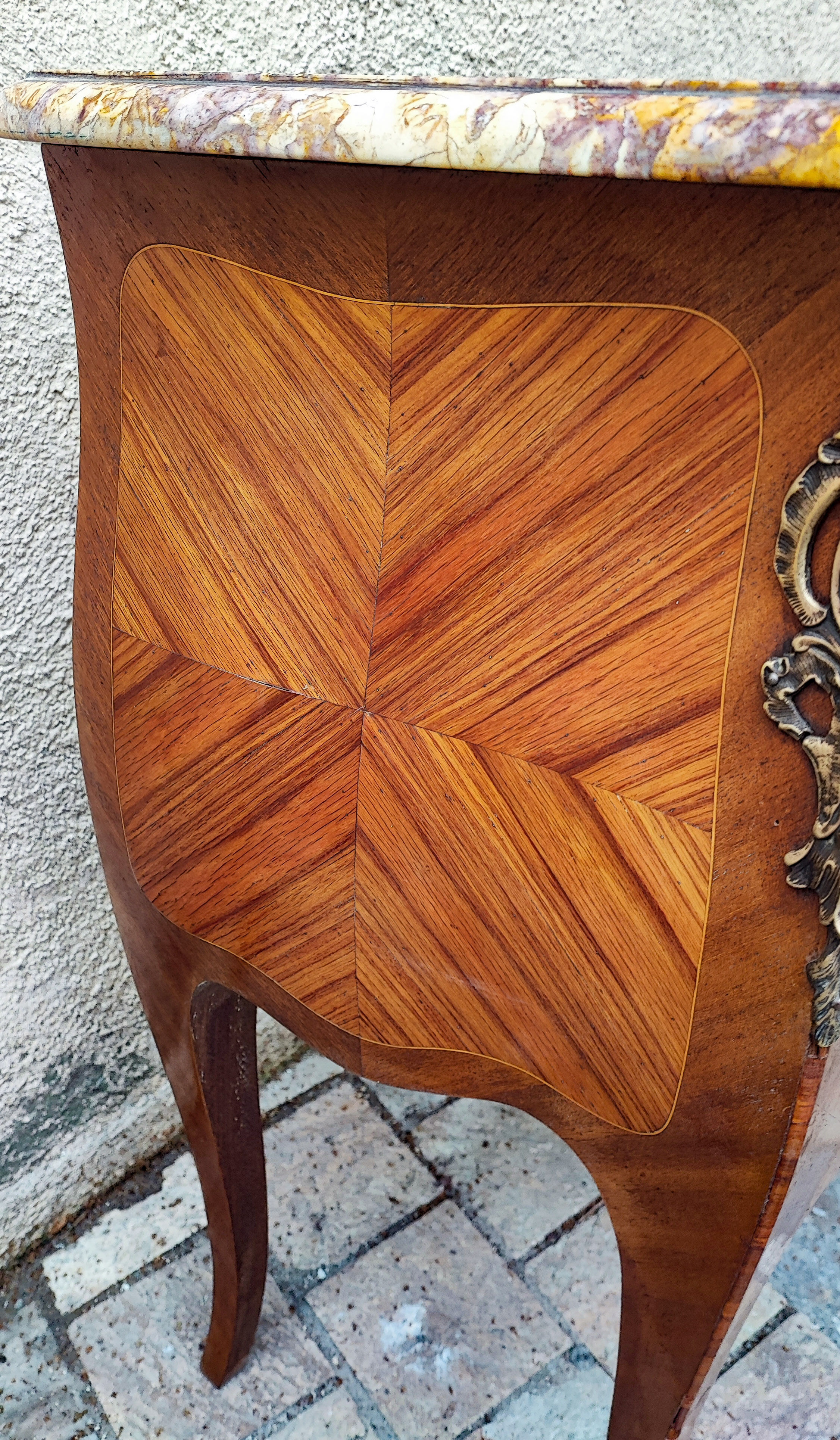 Chest of drawers 2 drawers Louis XV marquetry rosewood