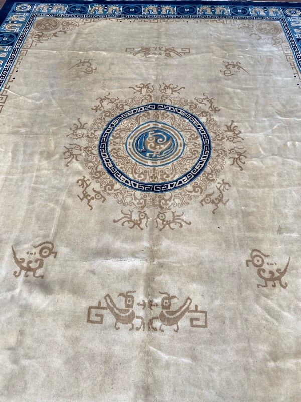 Tapis ancien chinois art déco 244x308 cm