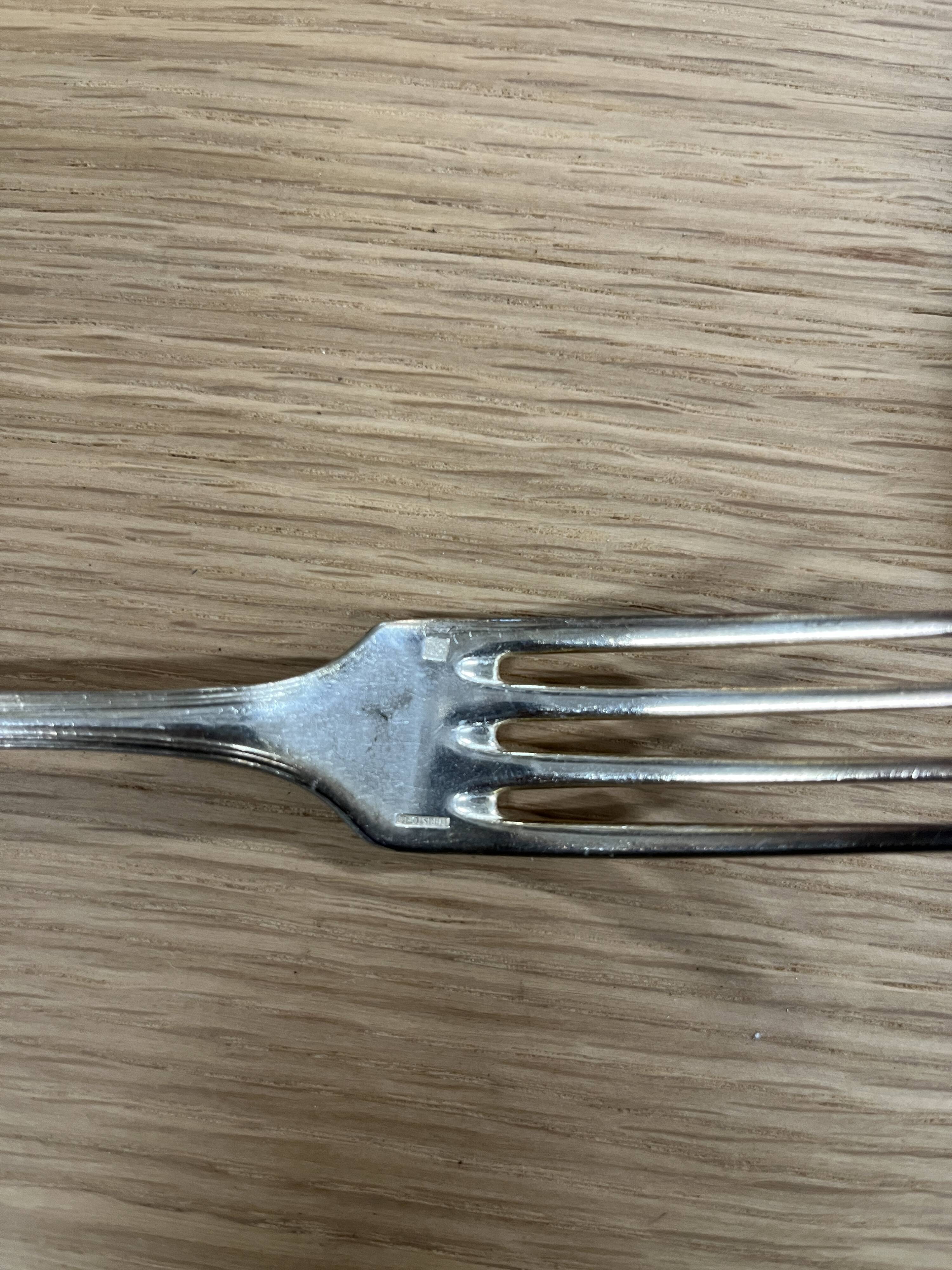 Set of 12 cutlery signed Christofle model Spatours in silver metal