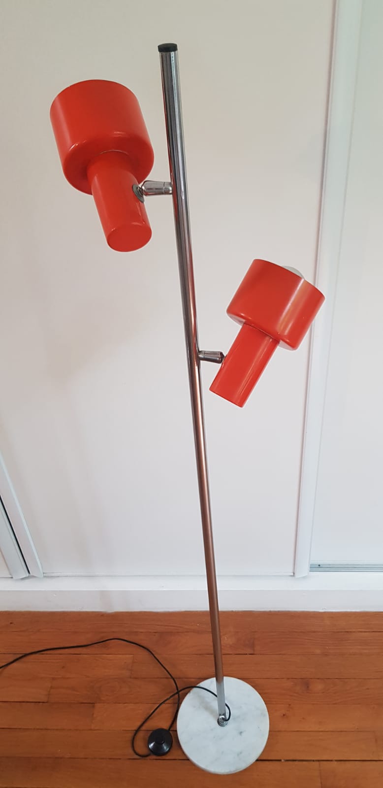 Vintage chrome lamp 2 orange spots 1970