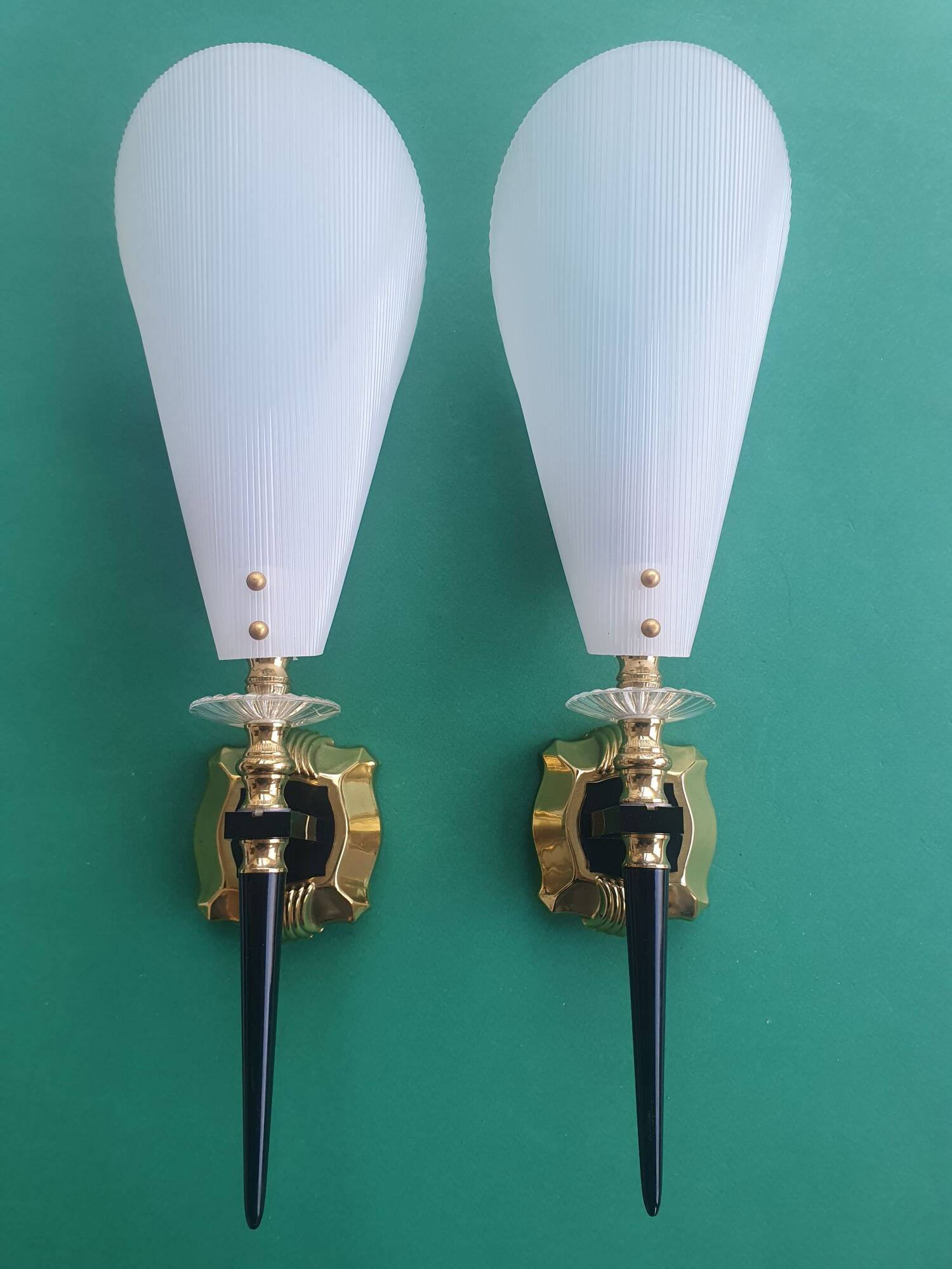 Pair of 50s rockabilly torch wall lights