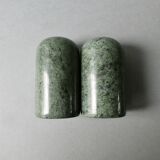Green marble salt and pepper shakers, 1980s