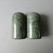 Green marble salt and pepper shakers, 1980s