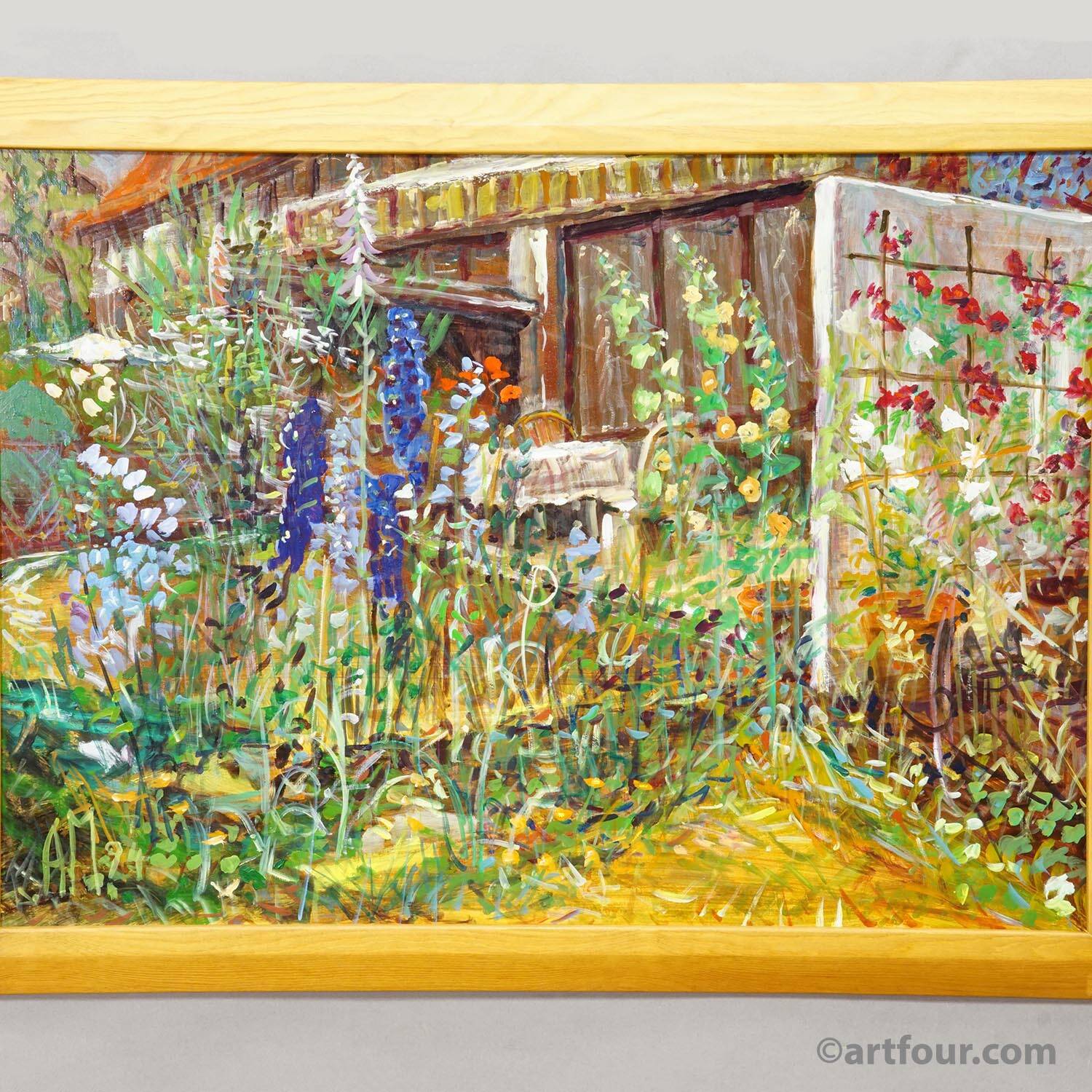 Impressionist oil painting of a garden, Alexander Michael 1994