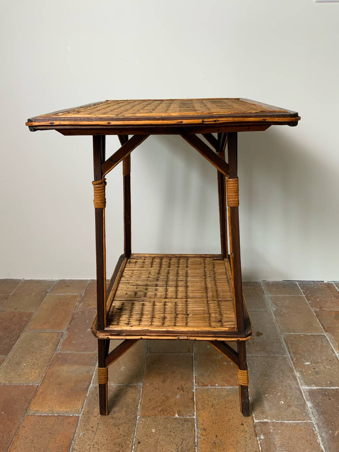 Wood and rattan table