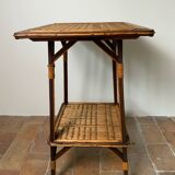 Wood and rattan table