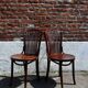 Lot of 4 vintage bistro chairs with slats in Thonet style.