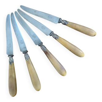 5 antique monogrammed knives