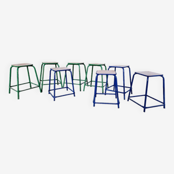 Set of 8 industrial workshop stools Gaston Cavaillon Mulca