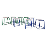 Set of 8 Gaston Cavaillon Mulca industrial workshop stools