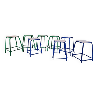 Set of 8 Gaston Cavaillon Mulca industrial workshop stools