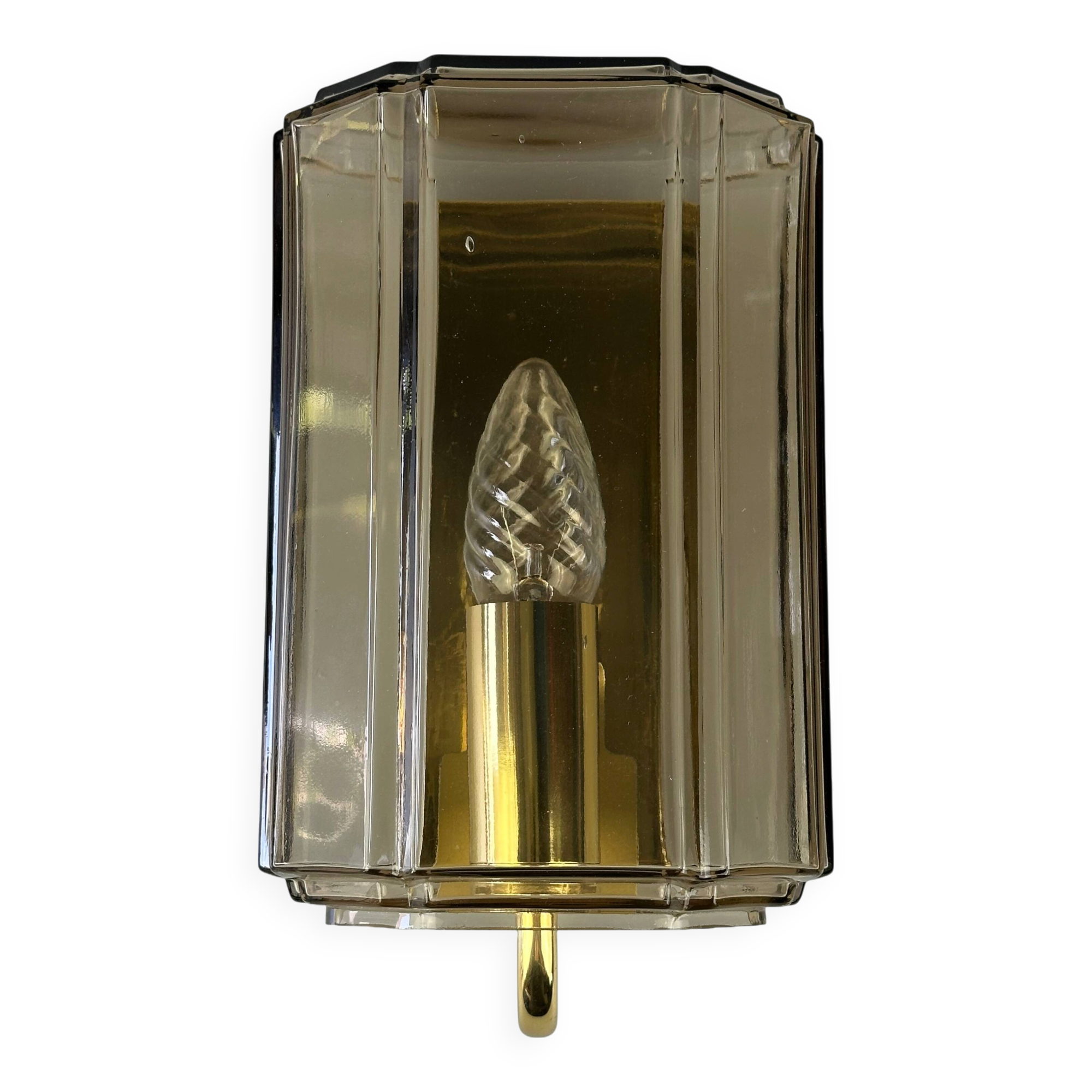 1960s/70s Wall Lamp Glashütte Limburg Germany Glass & Metal Age Design