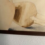 Illustration aquarelle, cadre bois vitré