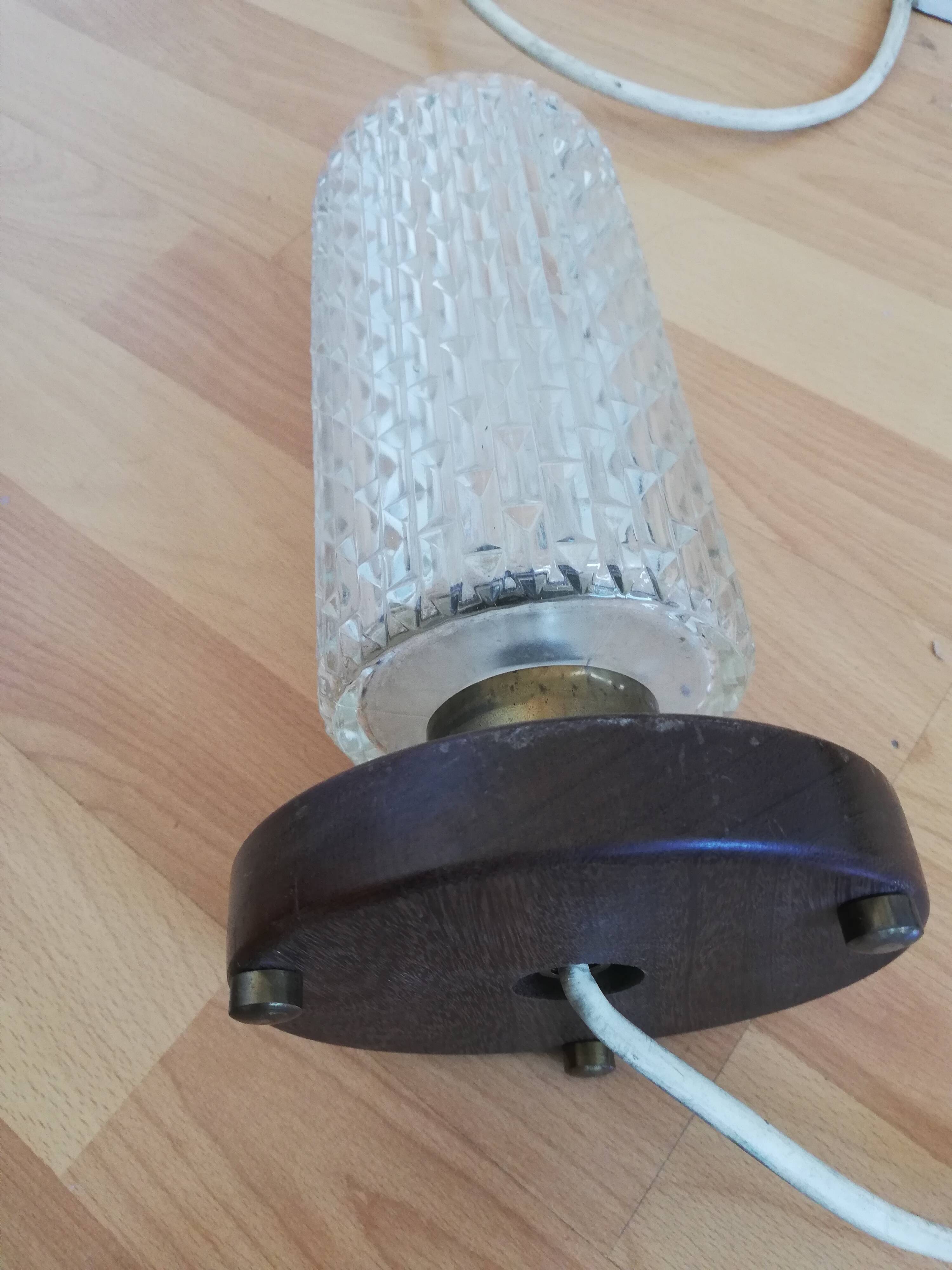 Table lamp nightlight teak and glass 50/60