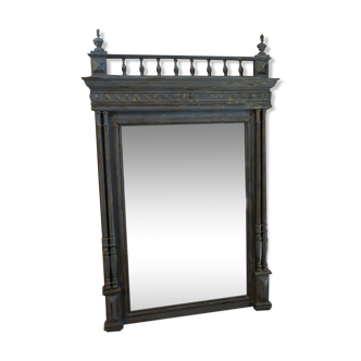 Large mirror style Henry II- shabby makeover chic- light gray and gold 86X129cm