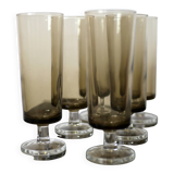 6 smoked glass champagne flutes 1970 - Luminarc