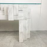Vintage white marble console table Italy, 1980s