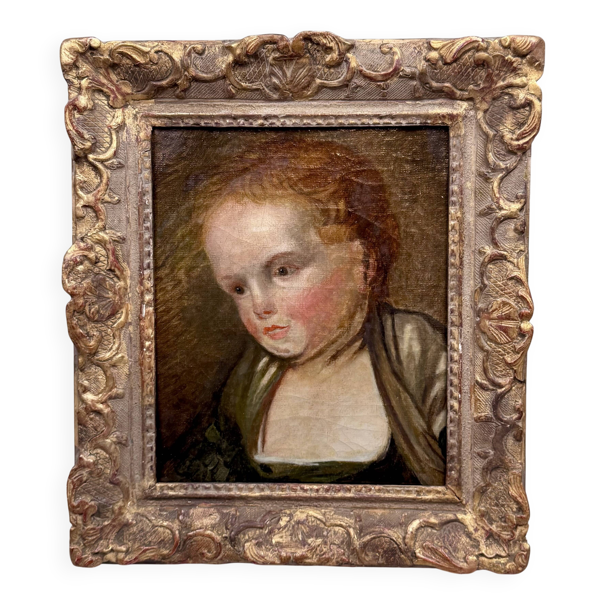 Portrait of a young girl from the 18th century.