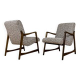 Paire de fauteuils vintage restaurés, tissu par Kvadrat, 1960