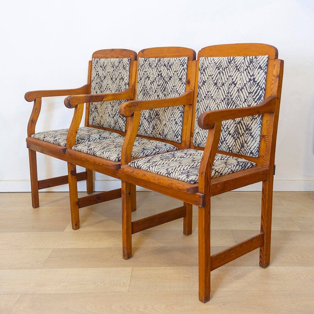 3 Seat Upholstered Bench, Spain, 1910s