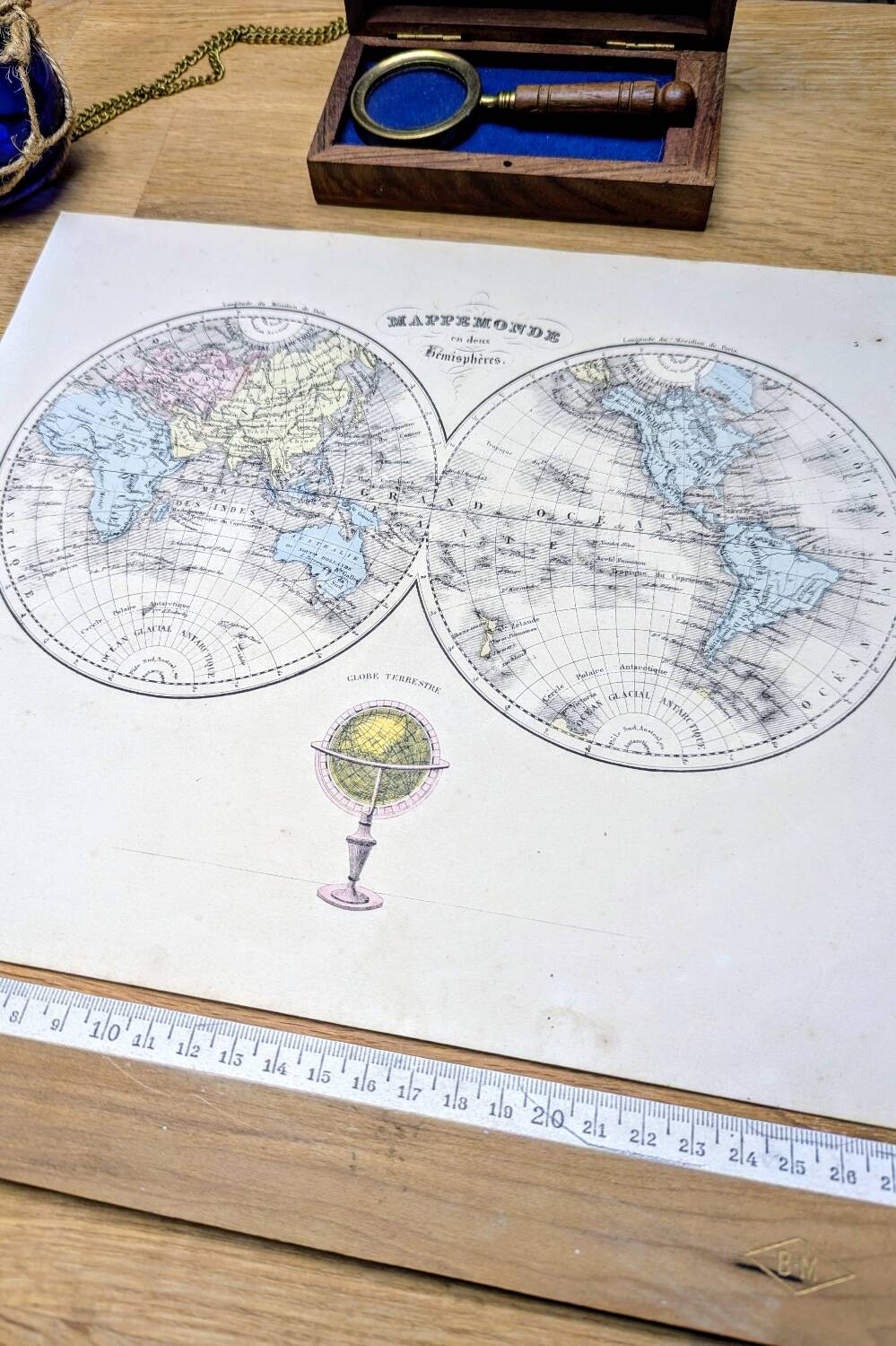 Antique world map, printed in 1852
