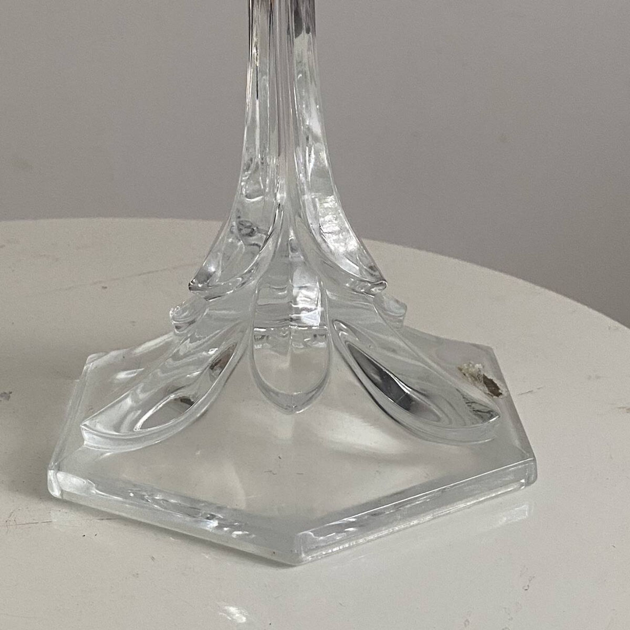 Pair of three-branch candlesticks in Arques crystal