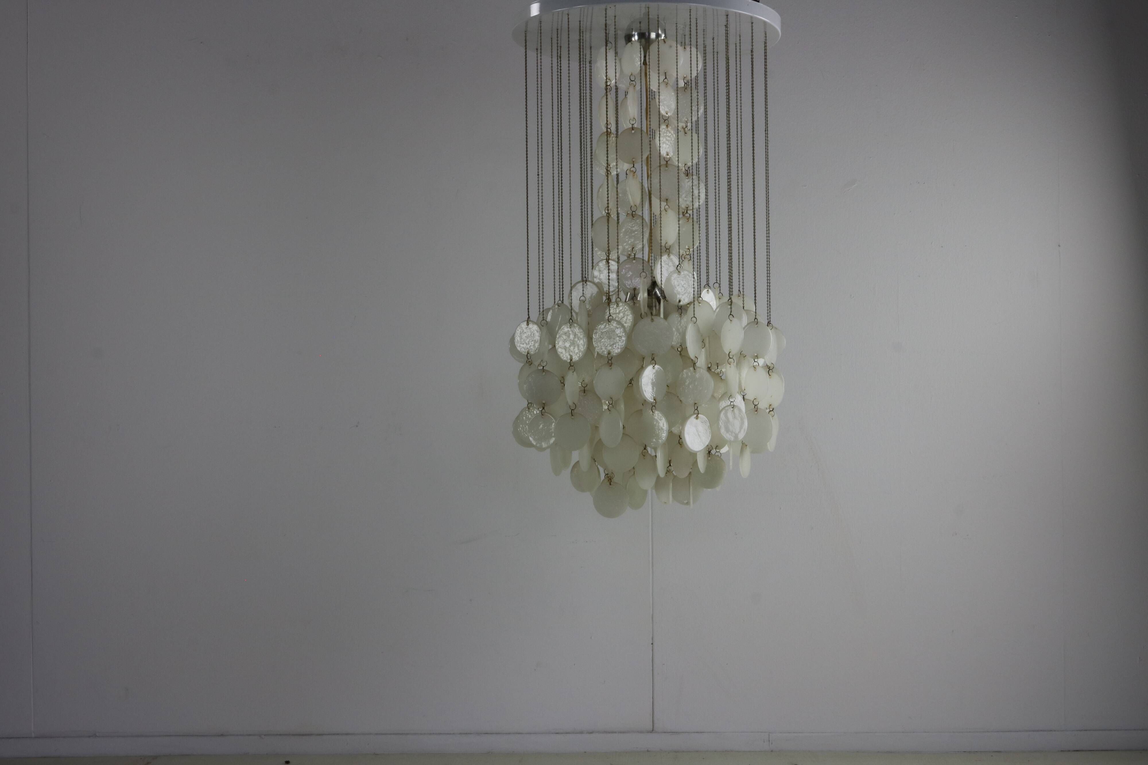 Sixties ceiling lamp with small ceramic shells