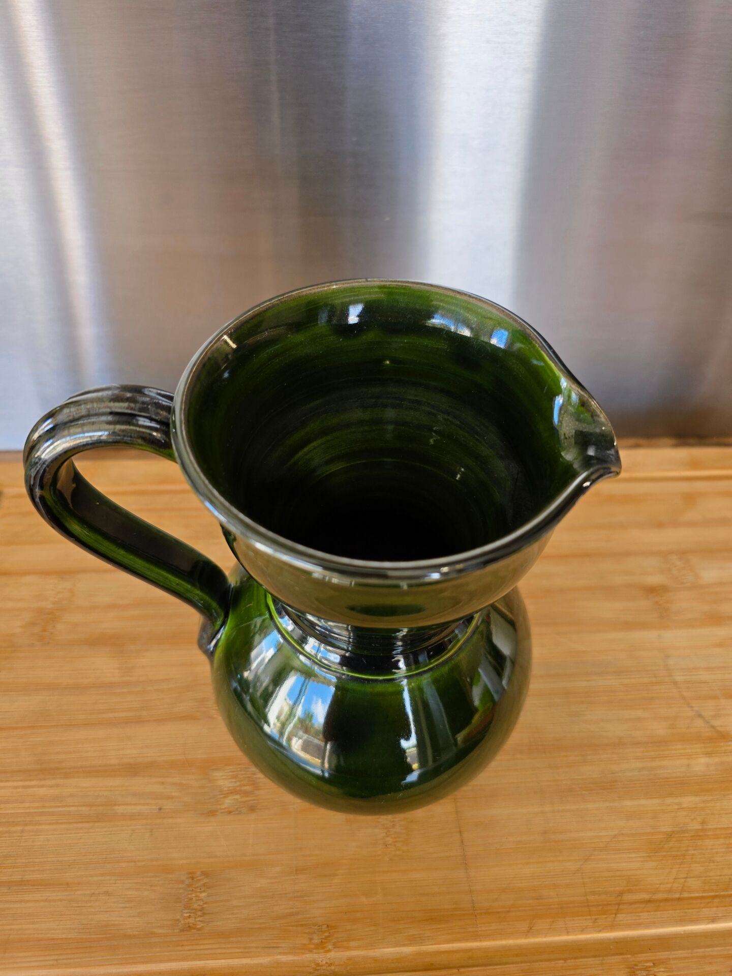Authentic green ceramic jug Lou Pignatier Vallauris vintage