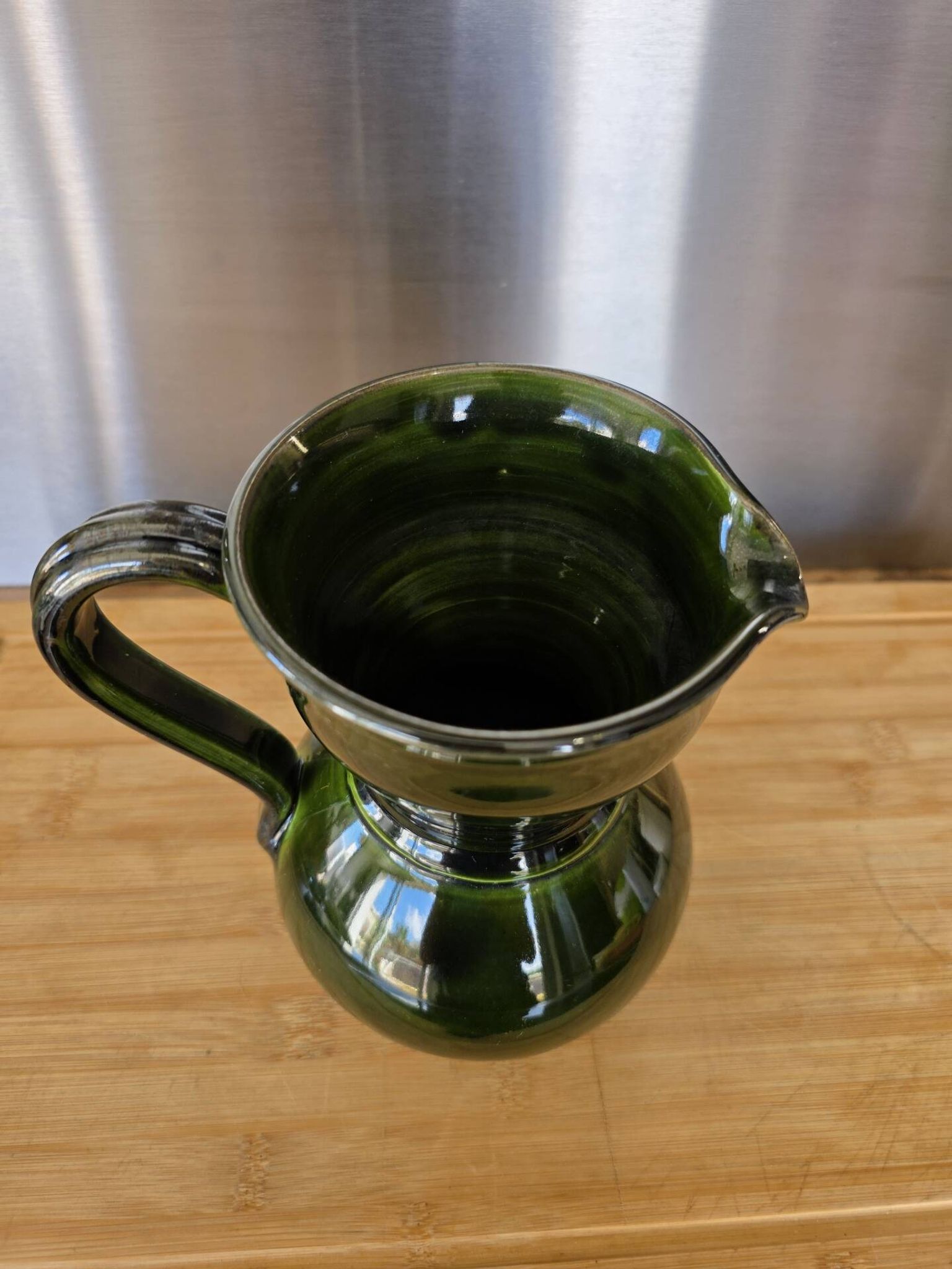 Authentic green ceramic jug Lou Pignatier Vallauris vintage