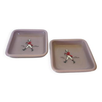 Pair of Johnny Walker opaline pocket trays