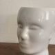 White Ceramic Vase Pot Male Head Minimalist Face Vintage Design