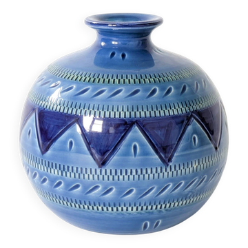 Vase Italian in ceramic Riminu Blu style, Sardartis Castelsardo