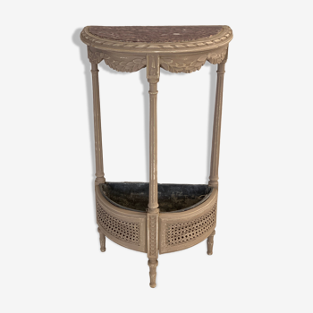 Half-moon pedestal, console table with marble top