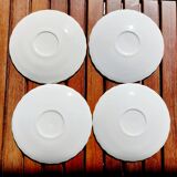 4 blue white saucers