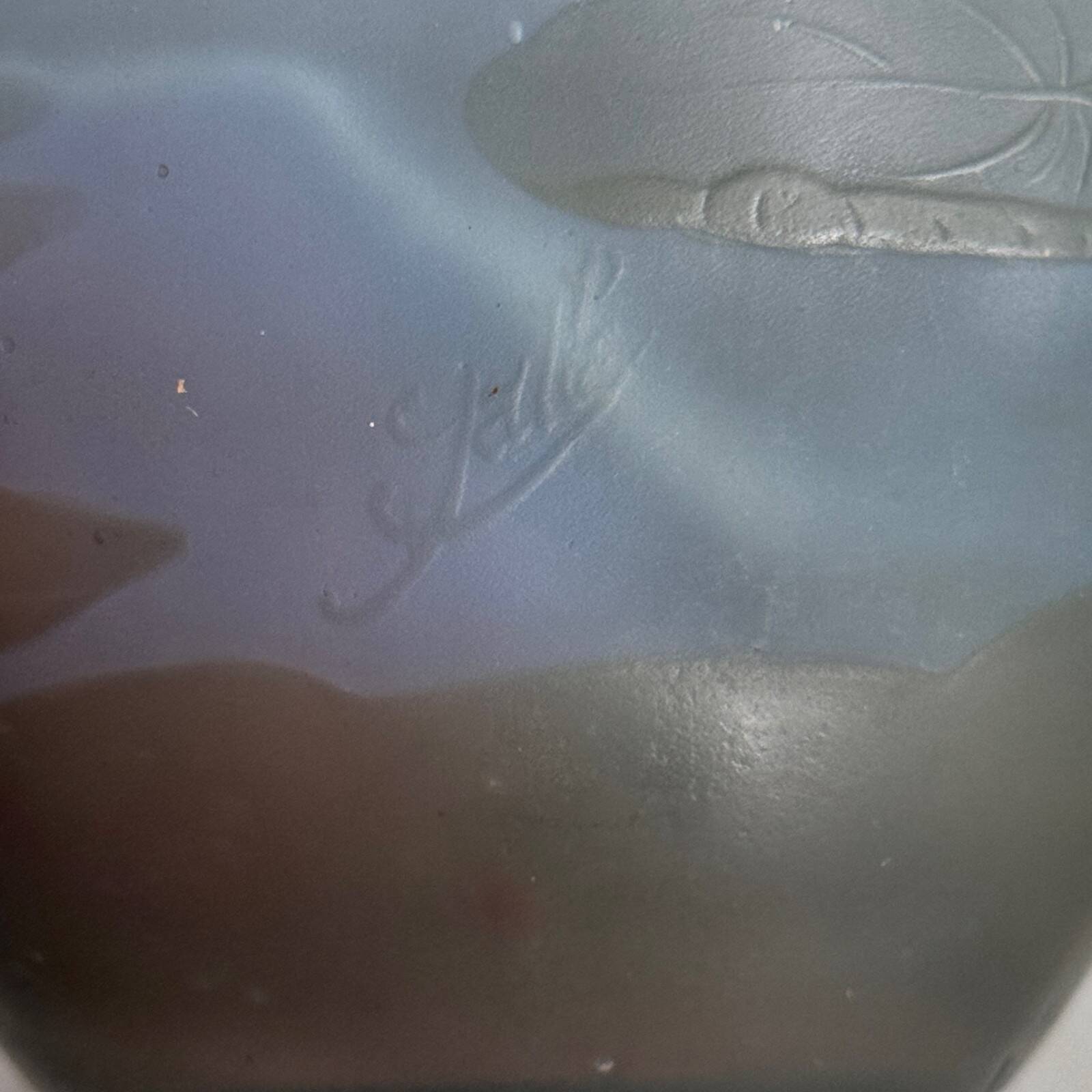 Art Nouveau vase by Gallé in acid-etched glass paste with vegetation