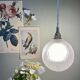 Vintage globe pendant lamp in ridged frosted glass