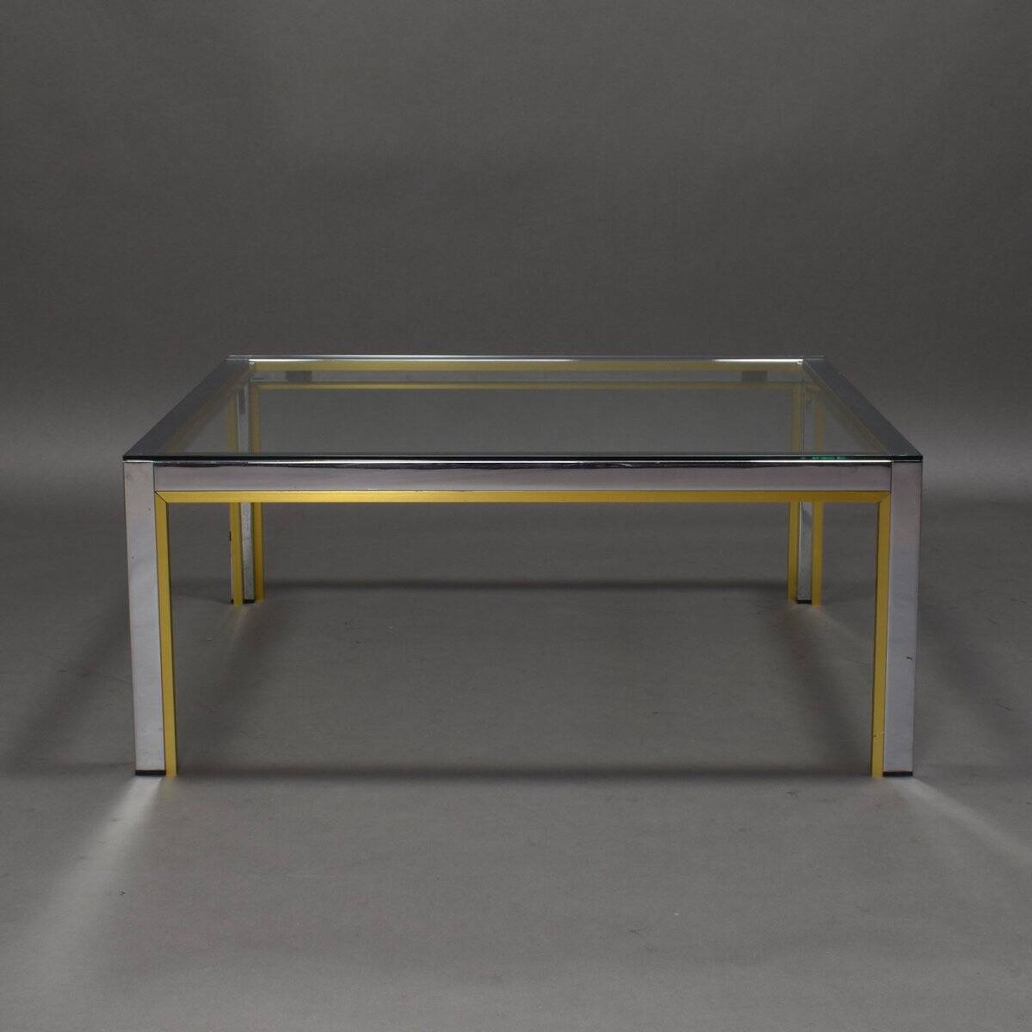 Table basse en chrome et or italienne, années 1970