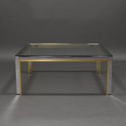 Table basse en chrome et or italienne, années 1970