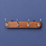 Vintage wooden wall coat rack - 4 hooks