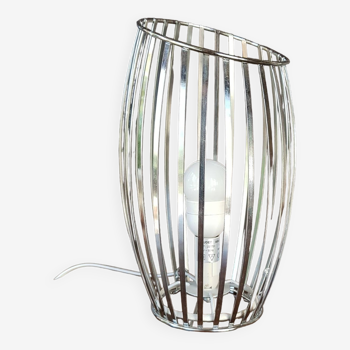 Lampe design cylindre lame de métal brossé