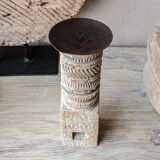 Candle holder in light carved wood