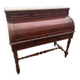Secretary cylinder Mahogany white marble (Louis XVI style)