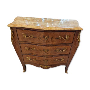 Commode style Louis XV - marqueterie marbre