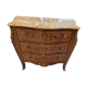 Louis XV style commode with marquetry and marble.